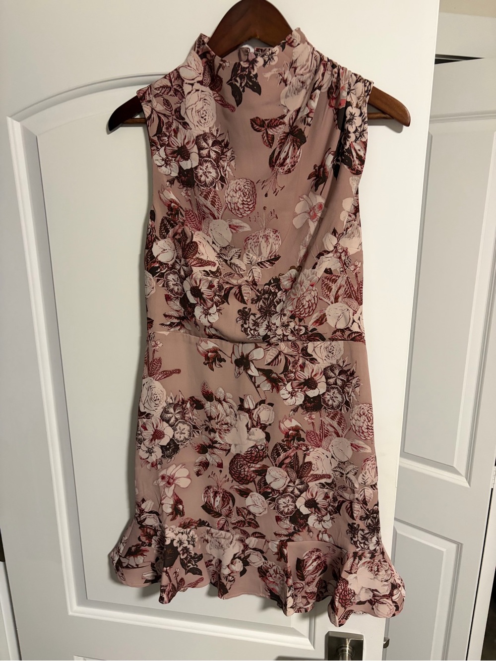 Floral Sleeveless Ruffle-Hem Dress in Blush
